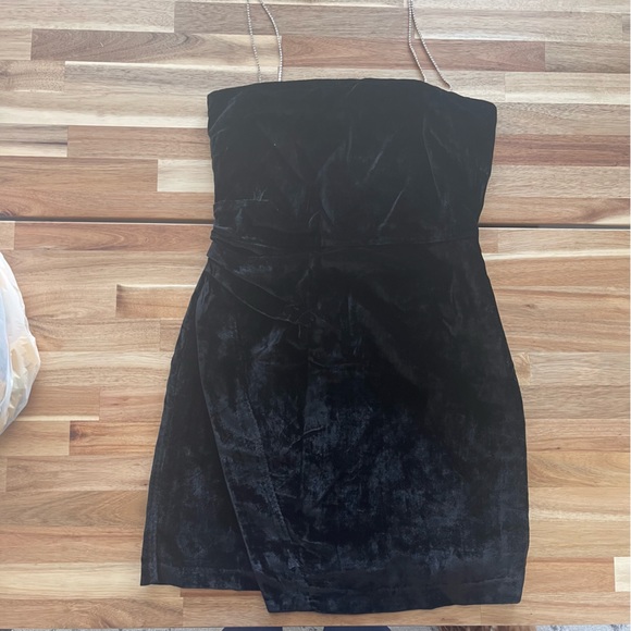 House of Harlow 1960 Velvet Like Rhinestone Wrap Mini Dress - Picture 1 of 6